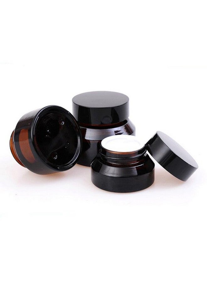 erioctry 15G Gram 15Ml(0.5 Oz) Amber Glass Empty Refillable Inclined Shoulder Cosmetic Jars Empty Face Cream Lotion Lip Balm Storage Container Cream Jar Pot Bottle With Liners And Screw Lid (15G) - Image 1