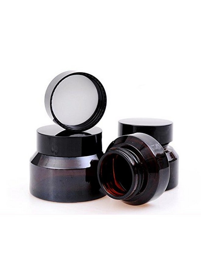 erioctry 15G Gram 15Ml(0.5 Oz) Amber Glass Empty Refillable Inclined Shoulder Cosmetic Jars Empty Face Cream Lotion Lip Balm Storage Container Cream Jar Pot Bottle With Liners And Screw Lid (15G) - Image 5