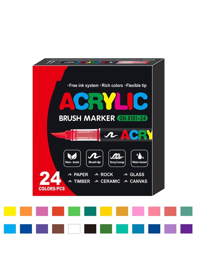 GuangNa 24-Piece Paint Marker Set – Art Markers for Fabric, Rock, Canvas, School & DIY Crafts – Vibrant Water-Based Paint Pens for Artists and Kids - Image 1