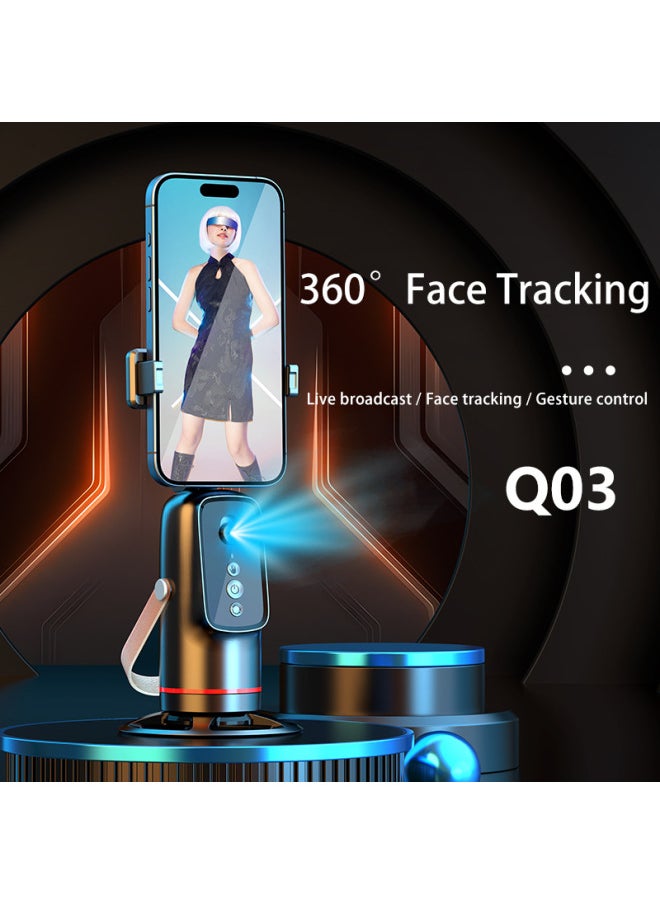 Generic - Q03 Smart Follow-up Pan-tilt 360-degree Rotation AI Face Recognition Live Tracking Shooting Mobile Phone Selfie Stick-Color:Two Special Large Lights - Image 1