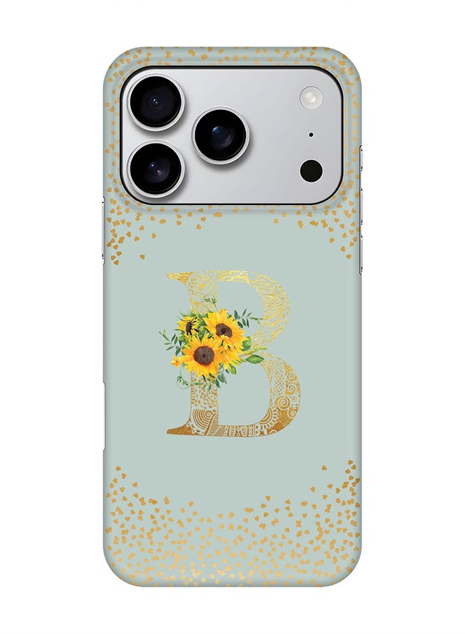 Stylizedd For iPhone 17 Pro,Case, [Compatible with MagSafe] Magnetic cover Slim fit Protection Matte, - Custom Floral Monogram - B  (Light Grey )