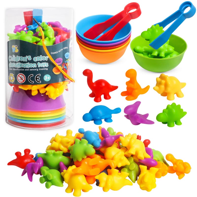 JOCHA Color Sorting and Counting Dinosaurs Toys for Toddlers 3 5 4 Years Old Preschool Matching Learning Educational Game Montessori Sensory Math Classification Activities Toys for Kids Boys Girls - Image 4