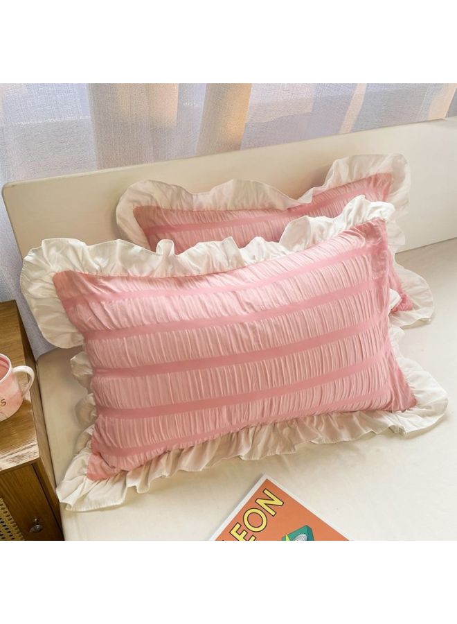 Pillowcase Ins Girl's Heart Princess Style Small Fresh Cute Solid Color Single Korean Style Lace Dormitory Students-Color:Elegance Purple: Single Pillowcase ( 48cm X 74cm )✓-Specifications:48cmX74cm✓ - Image 3