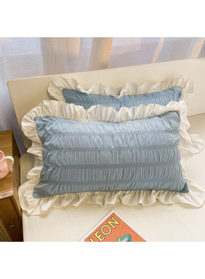 Pillowcase Ins Girl's Heart Princess Style Small Fresh Cute Solid Color Single Korean Style Lace Dormitory Students-Color:Elegance Purple: Single Pillowcase ( 48cm X 74cm )✓-Specifications:48cmX74cm✓ - Image 2