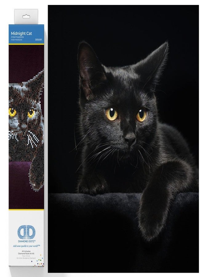 DIAMOND DOTZ Kits - Midnight Cat, Partial Drill, Round Dotz, Diamond Painting Kits, Diamond Art Kits for Adults, Gem Art, Diamond Art, Kits, 14"x11" - Image 1