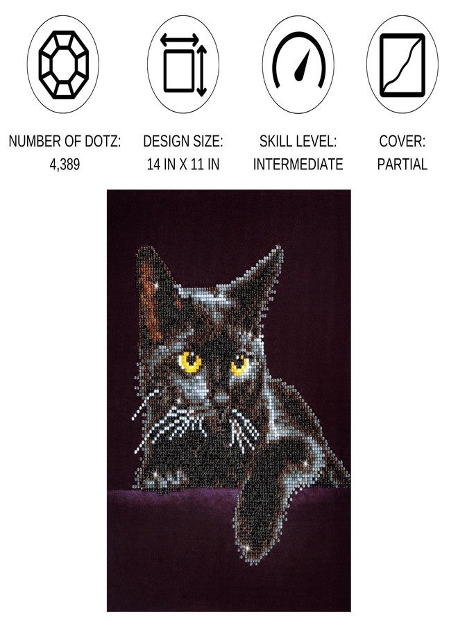 DIAMOND DOTZ Kits - Midnight Cat, Partial Drill, Round Dotz, Diamond Painting Kits, Diamond Art Kits for Adults, Gem Art, Diamond Art, Kits, 14"x11" - Image 2