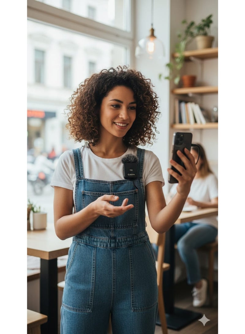 BOYA BY-V10 Dual Wireless Microphone for Mobile Type-C – Noise Reduction Live Streaming Mic for Interviews, Vlogging & Outdoor Recording - Image 2