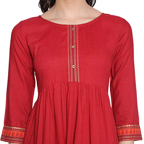 Rapsodia Women's Rayon Short Kurta, Jaipuri Style Tunic for Girls and Women Maroon - Image 5