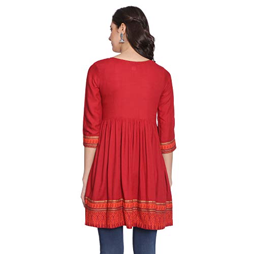 Rapsodia Women's Rayon Short Kurta, Jaipuri Style Tunic for Girls and Women Maroon - Image 2