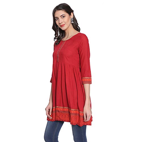 Rapsodia Women's Rayon Short Kurta, Jaipuri Style Tunic for Girls and Women Maroon - Image 4