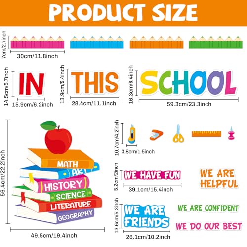 Justforjoyful Motivational Bulletin Board Decoration Set Classroom Affirmation Station Bulletin Board in This School Classroom Cutouts for Back to School Elementary Home Wall Door Supplies - Image 2