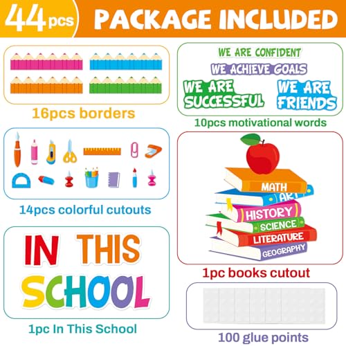 Justforjoyful Motivational Bulletin Board Decoration Set Classroom Affirmation Station Bulletin Board in This School Classroom Cutouts for Back to School Elementary Home Wall Door Supplies - Image 4