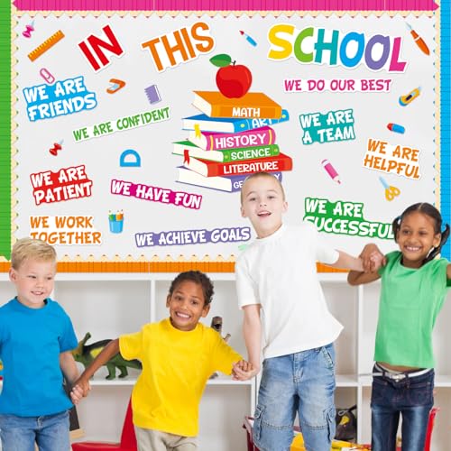 Justforjoyful Motivational Bulletin Board Decoration Set Classroom Affirmation Station Bulletin Board in This School Classroom Cutouts for Back to School Elementary Home Wall Door Supplies - Image 5