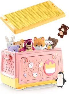 KASTWAVE Stackable Toy Storage Box with Wheels Lid, Building Blocks Multi-use Gaming Chest Lid Plastic Adorable Toy Bin, for Medium and Small Toy Organizer  - Image 1