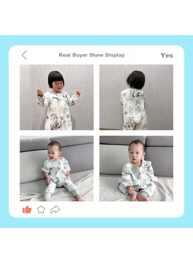 Kidsneed Baby Sleeping Bag Children's Spring And Summer Long Sleeve Split Leg Bamboo Cotton Baby Children's Pajamas Panda Wonderland S Code - Image 1