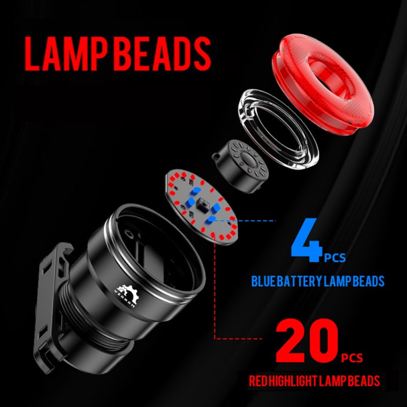 YSANAM Bike Light: 5 Switchable Lighting Modes - Light Sensor Vibration Induction Smart Brake for Nighttime Bike Riding, IP65 Water Resistance, Easy Installation on Bike Pipes Or Under Saddles - Image 3