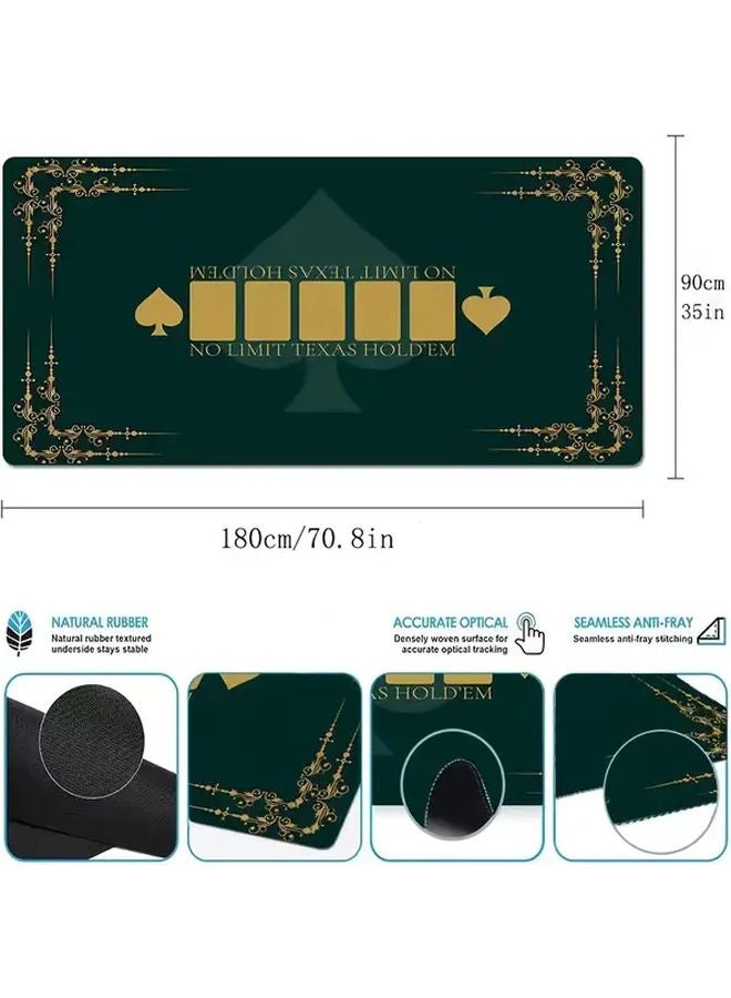 47 24 Inch Poker Table Mat Smooth Rubber Surface Green Golden Design Non Slip - Image 3