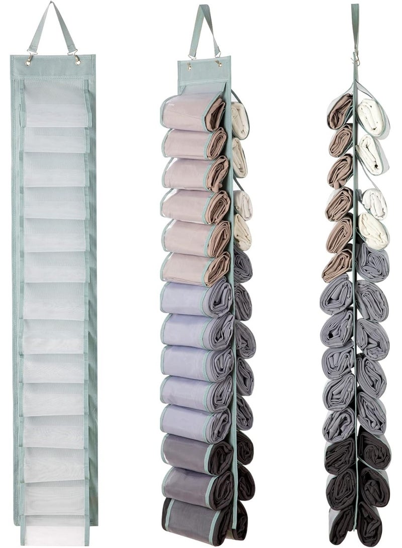 YelaJoy Legging Organizer Storage, T-Shirt Organizer, Hanging Closet Organizer, Hanging Clothes Organizer with 26 Roll Compartments for Yoga Pants, Tank Top, Towel, Underwear, Shirt (Grey)  - Image 1