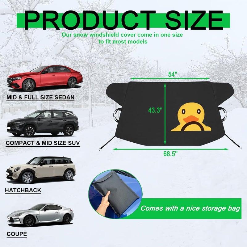 ROMASO Car Windshield Snow Cover,Car Windshield Cover for Ice and Snow,600D Waterproof Fabric Windshield Snow Cover for Any Weather, Universal fit for Most Cars,Truck,SUVs,(69'' x 43'') - Image 3