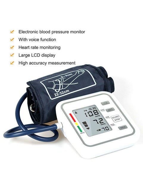 Upper Arm Style Automatic Electronic Blood Pressure Monitor with Large LCD Display Digital Intelligent Blood Pressure Meter Measurement Tool