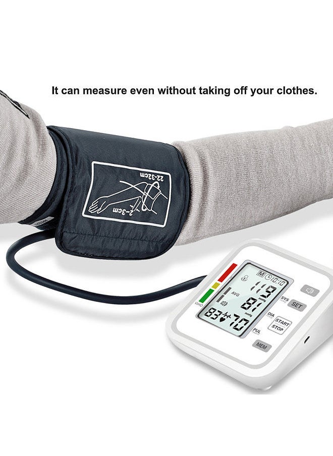 Generic - Upper Arm Style Automatic Electronic Blood Pressure Monitor with Large LCD Display Digital Intelligent Blood Pressure Meter Measurement Tool - Image 1