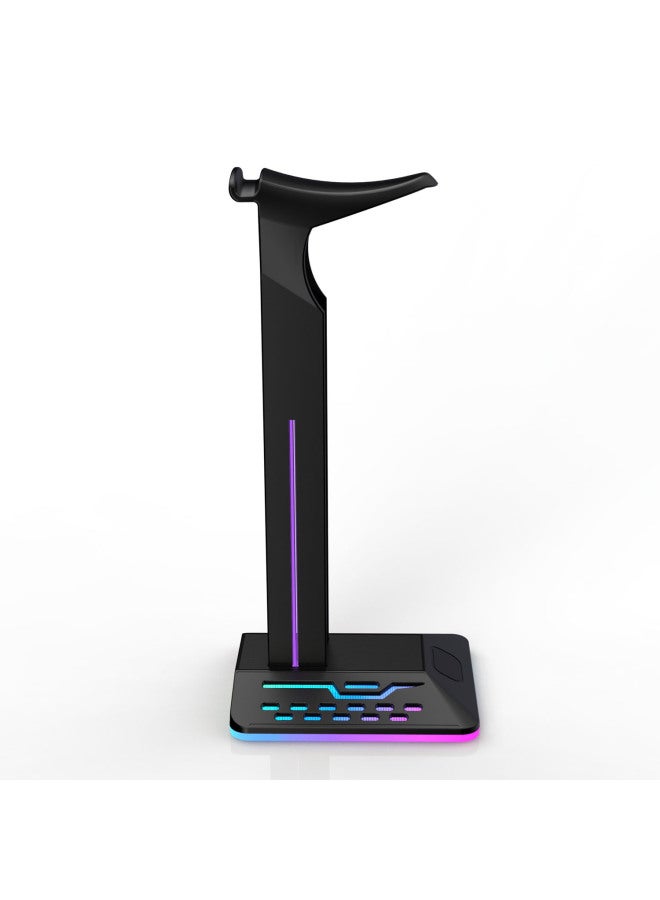 Rgb Gaming Headset Stand Colorful Lighting Dual Usb Game Headphone Display Rack Esports Headphone Holder Bracket-Color:Black-Style:D8 - Image 5