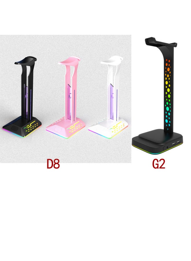 Rgb Gaming Headset Stand Colorful Lighting Dual Usb Game Headphone Display Rack Esports Headphone Holder Bracket-Color:Black-Style:D8 - Image 4