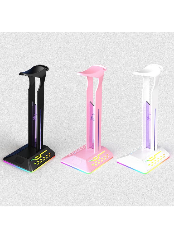 Rgb Gaming Headset Stand Colorful Lighting Dual Usb Game Headphone Display Rack Esports Headphone Holder Bracket-Color:Black-Style:D8 - Image 1