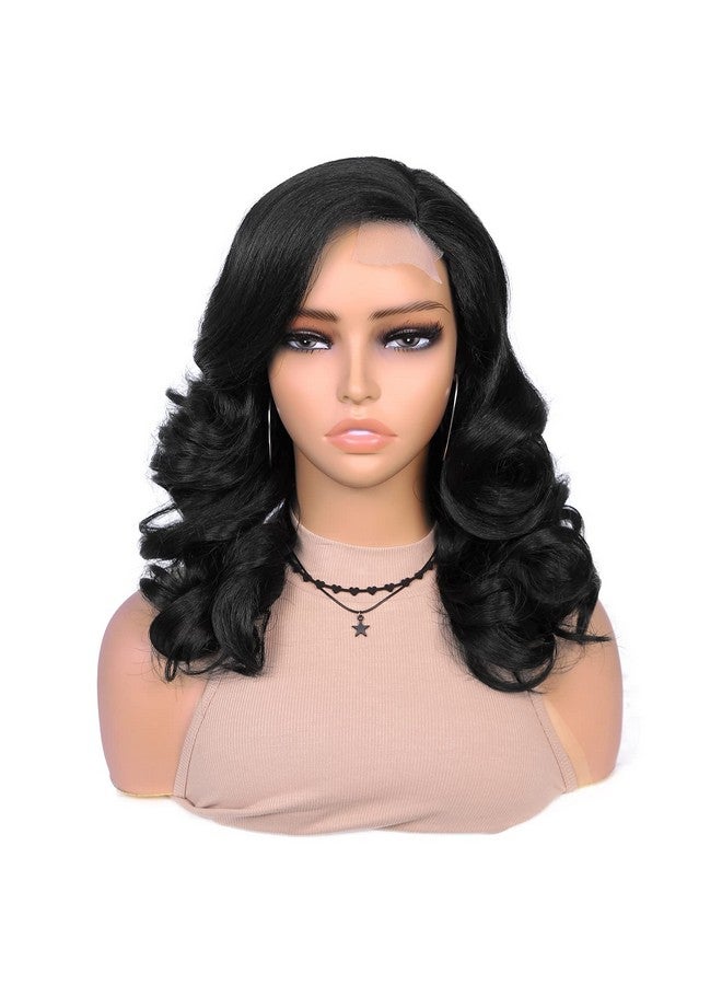 Quantum Love Uantum Love Short Loose Curly Wigs Body Wave Wig For Black Women Side Part Curly Bob Shoulder Length Synthetic Wigs（Black 16 Inches） - Image 3