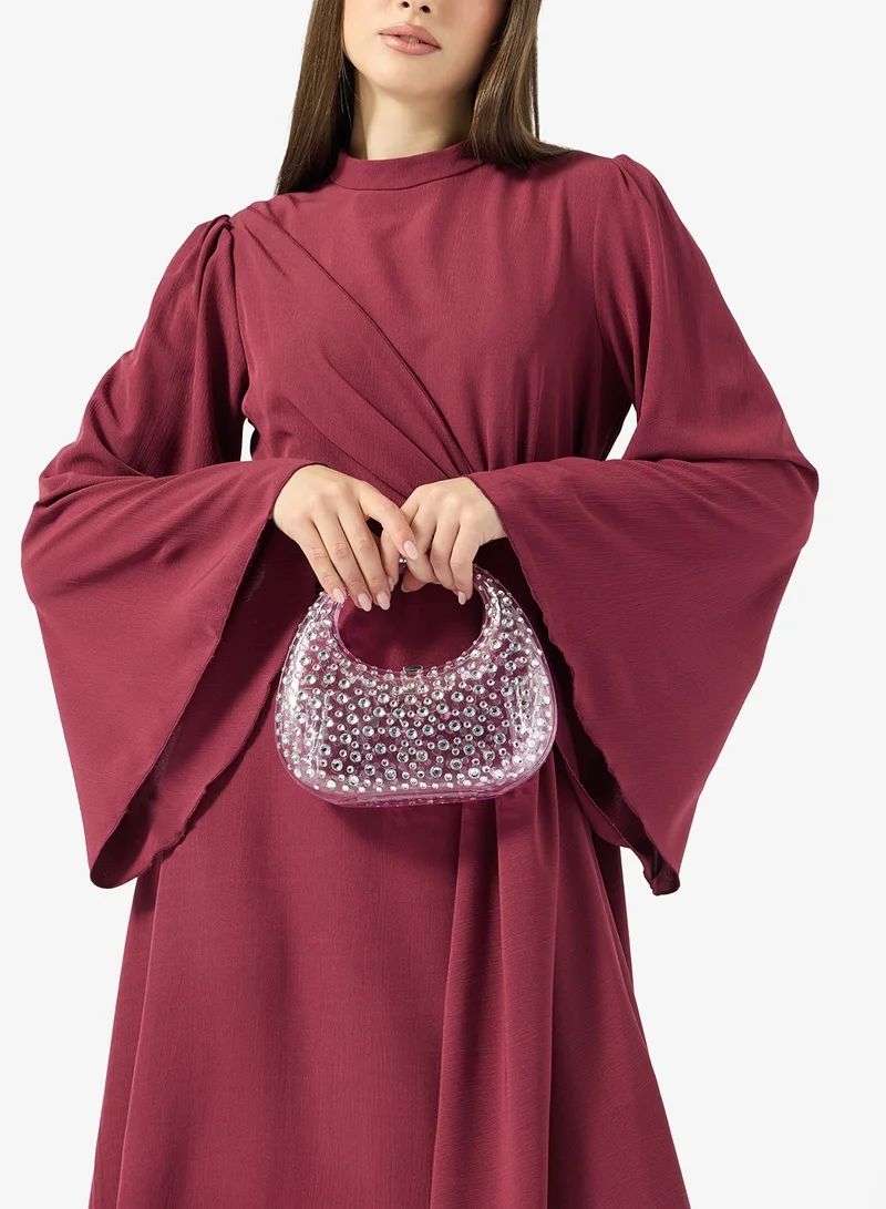 Glass Like Rhinestone Embellished Statement Bag