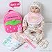Pedolltree Reborn Baby Dolls Clothes Outfit Accessories Pink Floral Prints 13 Pcs Set for 1722 Inch Reborn Dolls Newborn Girl with Pink Strawberry Backpack Diaper - Image 4
