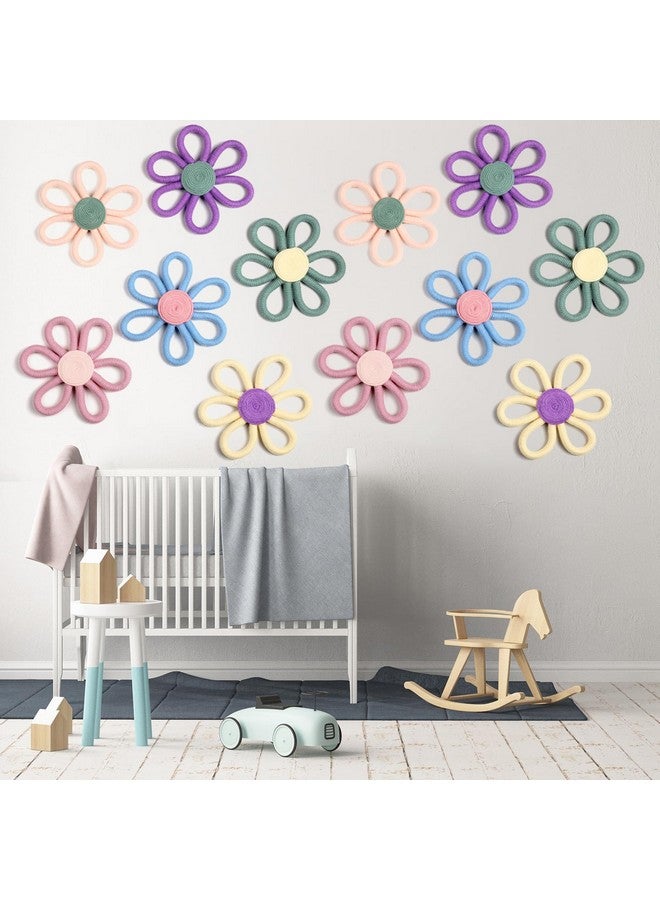 Ripeng 6 Pcs Boho Nursery Decor for Girl 6 inch Woven Daisy Flower Macrame Wall Hanging Bohemian Wall Decor Daisy Nursery for Baby Girls Kids Home Bedroom(Vivid Colors) - Image 4