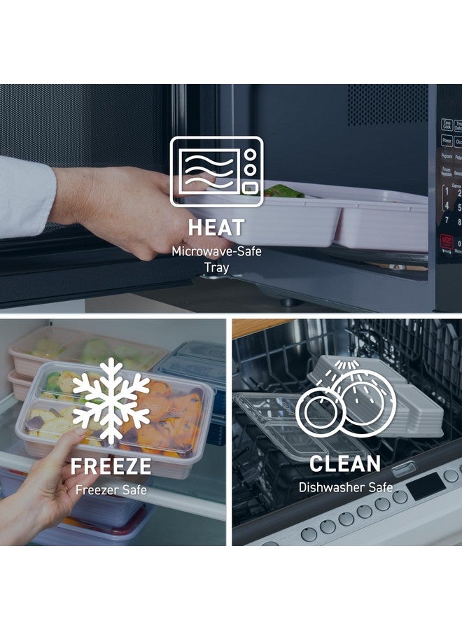 Bentgo 20-Piece Lightweight, Durable, Reusable BPA-Free 3-Compartment Containers - Microwave, Freezer, Dishwasher Safe - Navy Blue - Image 4