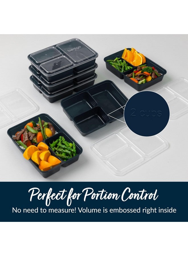 Bentgo 20-Piece Lightweight, Durable, Reusable BPA-Free 3-Compartment Containers - Microwave, Freezer, Dishwasher Safe - Navy Blue - Image 5