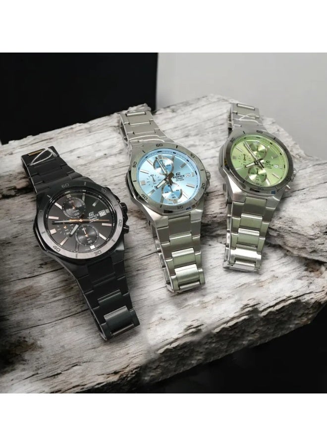 كاسيو ساعة كاسيو إدفيس EFV-640D-2BUDF للرجال كرونوغراف بقرص أزرق ثلجي وإطار ثماني الأضلاع وسوار ستانلس ستيل ومقاومة للماء حتى 100 متر - Image 4