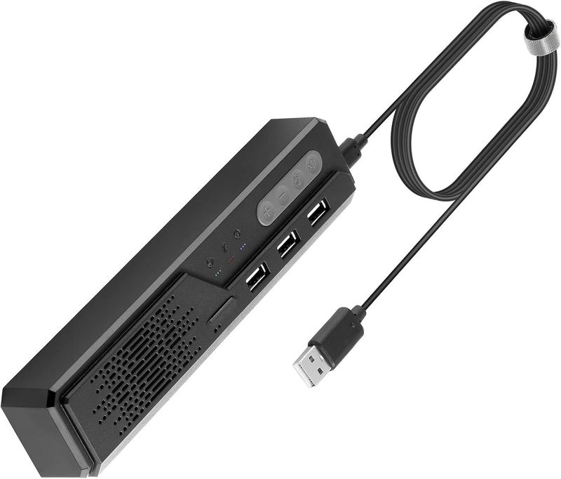 3 في 1 مكبر صوت كمبيوتر USB مع ميكروفون للكمبيوتر المحمول - مكبر صوت ذكي للمنزل والمكتب مع التقاط صوت بزاوية 360 درجة محسّن، تقليل الضوضاء، متوافق مع Zoom و Teams (أسود) - Image 1