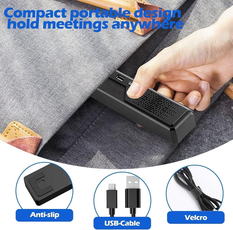 3 في 1 مكبر صوت كمبيوتر USB مع ميكروفون للكمبيوتر المحمول - مكبر صوت ذكي للمنزل والمكتب مع التقاط صوت بزاوية 360 درجة محسّن، تقليل الضوضاء، متوافق مع Zoom و Teams (أسود) - Image 5