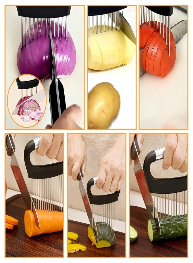 BADAO Onion Holder for Slicing,1PCS Stainless Steel Onion Slicer Holder,Onions Cutter,Vegetable Chopper,Lemon Slicer,Food Slicer Assistant Tool for Tomato,Potato,Avocados,Eggs,Fruit and Meat,Kitchen Gadgets - Image 5