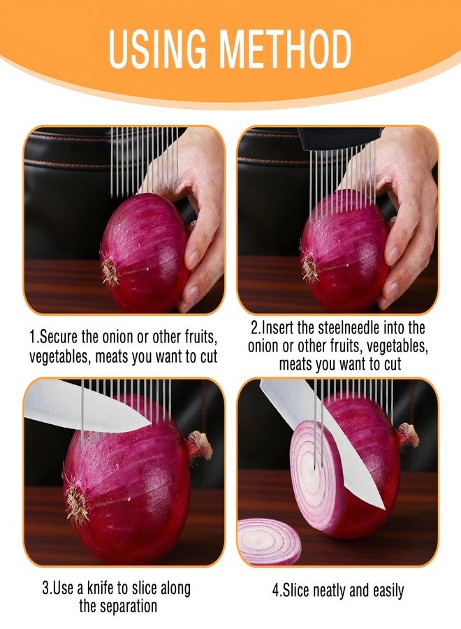 BADAO Onion Holder for Slicing,1PCS Stainless Steel Onion Slicer Holder,Onions Cutter,Vegetable Chopper,Lemon Slicer,Food Slicer Assistant Tool for Tomato,Potato,Avocados,Eggs,Fruit and Meat,Kitchen Gadgets - Image 3