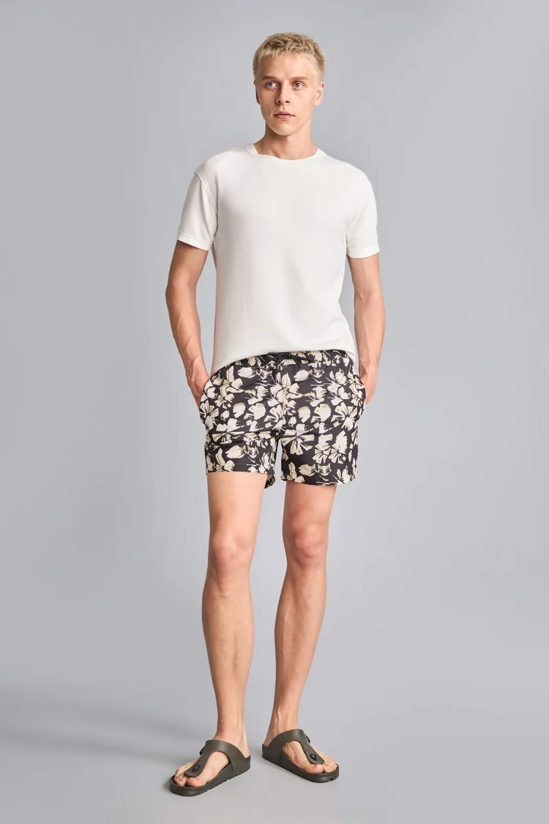 Printed Black Swim Shorts
