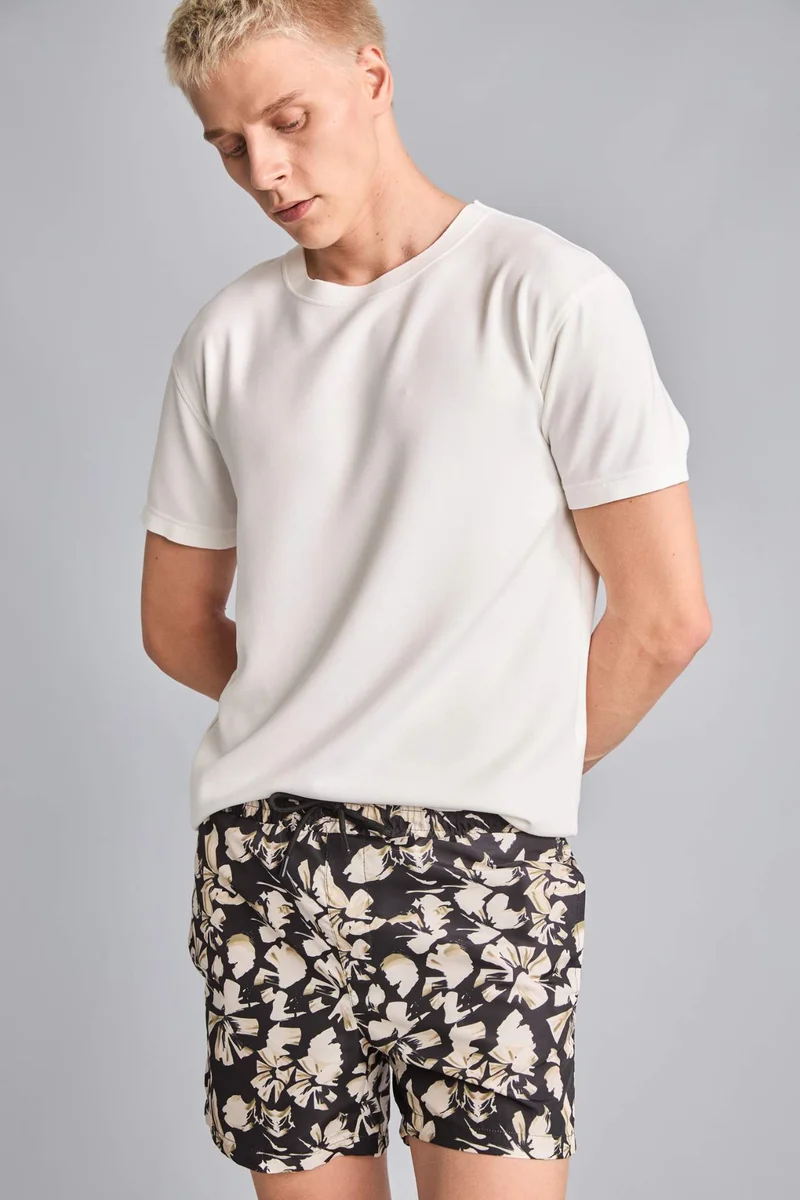 Defacto  Printed Black Swim Shorts for Men | Best Price UAE