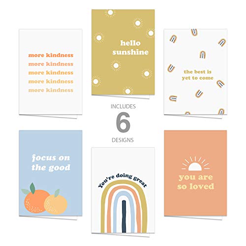 Canopy Street Encouraging & Inspirational Retro Greeting Cards / 24 All Occasion Vintage Aesthetic Note Cards With White Envelopes / 6 Motivational Designs / 3 1/2" x 4 7/8" Card Pack - Image 2