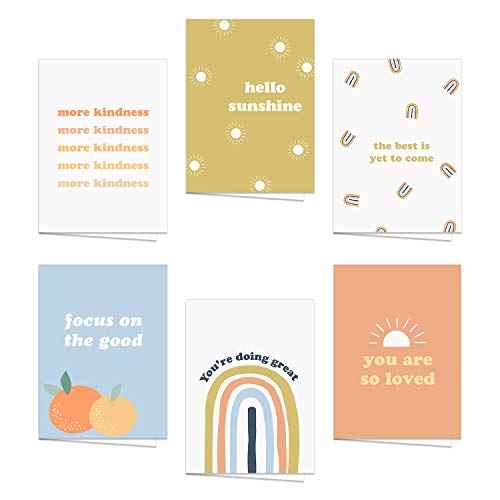 Canopy Street Encouraging & Inspirational Retro Greeting Cards / 24 All Occasion Vintage Aesthetic Note Cards With White Envelopes / 6 Motivational Designs / 3 1/2" x 4 7/8" Card Pack - Image 1