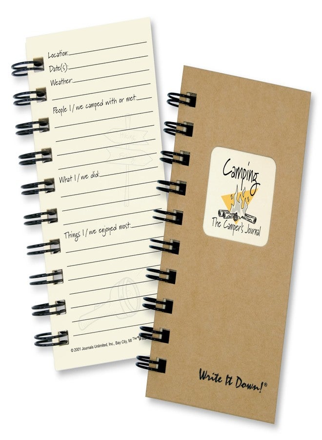 Write it Down series by Journals Unlimited, Guided Journal, Camping, The Camper's Journal, Mini-Size 3”x5.5”, Kraft Hard Cover, Made in USA - Image 1