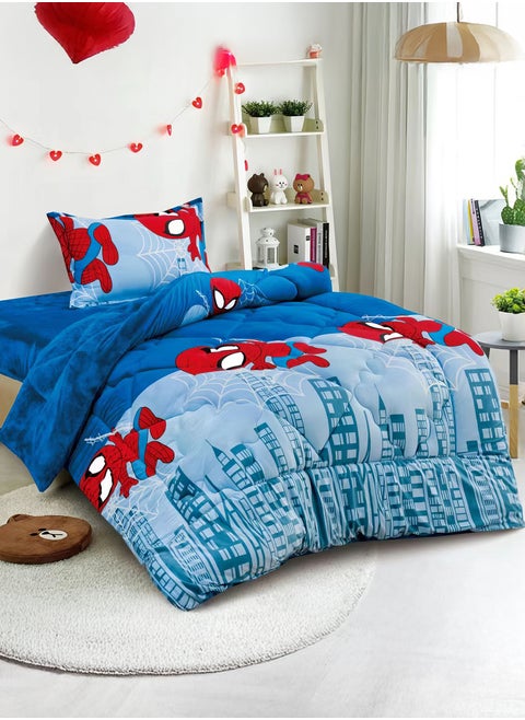 3 Pieces Kids Winter Comforter Set Single Size 170x220Cm Printed Bedding Set Includs Comforter, Fitted Sheet and Pillow Shams Multicolour