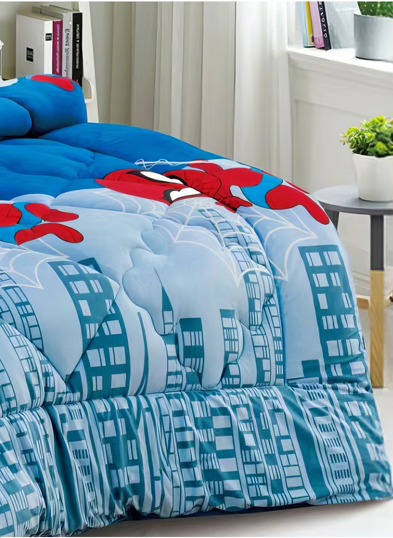3 Pieces Kids Winter Comforter Set Single Size 170x220Cm Printed Bedding Set Includs Comforter, Fitted Sheet and Pillow Shams Multicolour