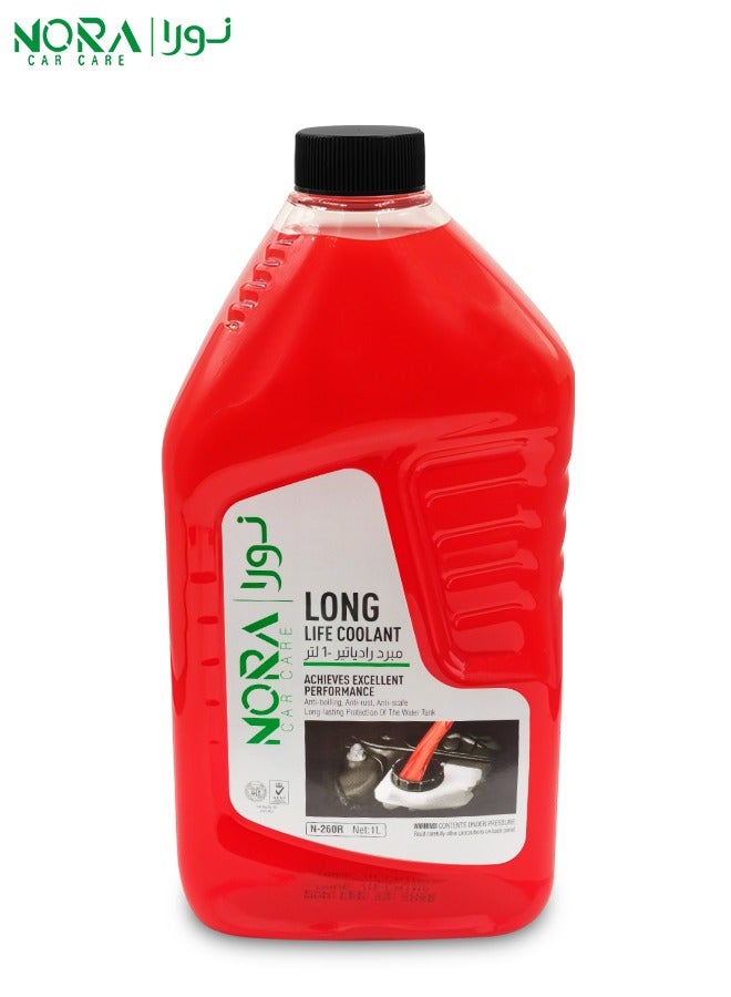 NORA Long Life Coolant Premium Anti-Freeze & Anti-Boil Solution for Car Engines 1 Liter Effective Protection Against Freezing, Boiling, and Rust Compatible with All Vehicles, N-260R - Image 1