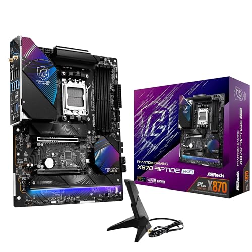ASRock لوحة أم ASRock Phantom Gaming X870 Riptide WiFi 7 لمعالجات AMD Ryzen مقبس AM5 ATX DDR5 DIMMs 8000 ميجاهرتز 256 جيجابايت USB4 M.2 SATA3 6.0 Gb/s - Image 1