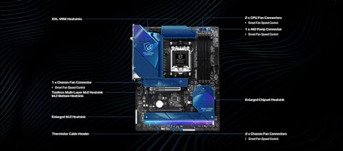 ASRock لوحة أم ASRock Phantom Gaming X870 Riptide WiFi 7 لمعالجات AMD Ryzen مقبس AM5 ATX DDR5 DIMMs 8000 ميجاهرتز 256 جيجابايت USB4 M.2 SATA3 6.0 Gb/s - Image 4