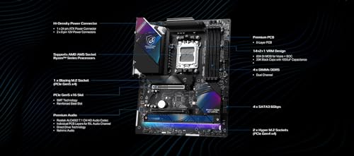 ASRock لوحة أم ASRock Phantom Gaming X870 Riptide WiFi 7 لمعالجات AMD Ryzen مقبس AM5 ATX DDR5 DIMMs 8000 ميجاهرتز 256 جيجابايت USB4 M.2 SATA3 6.0 Gb/s - Image 3